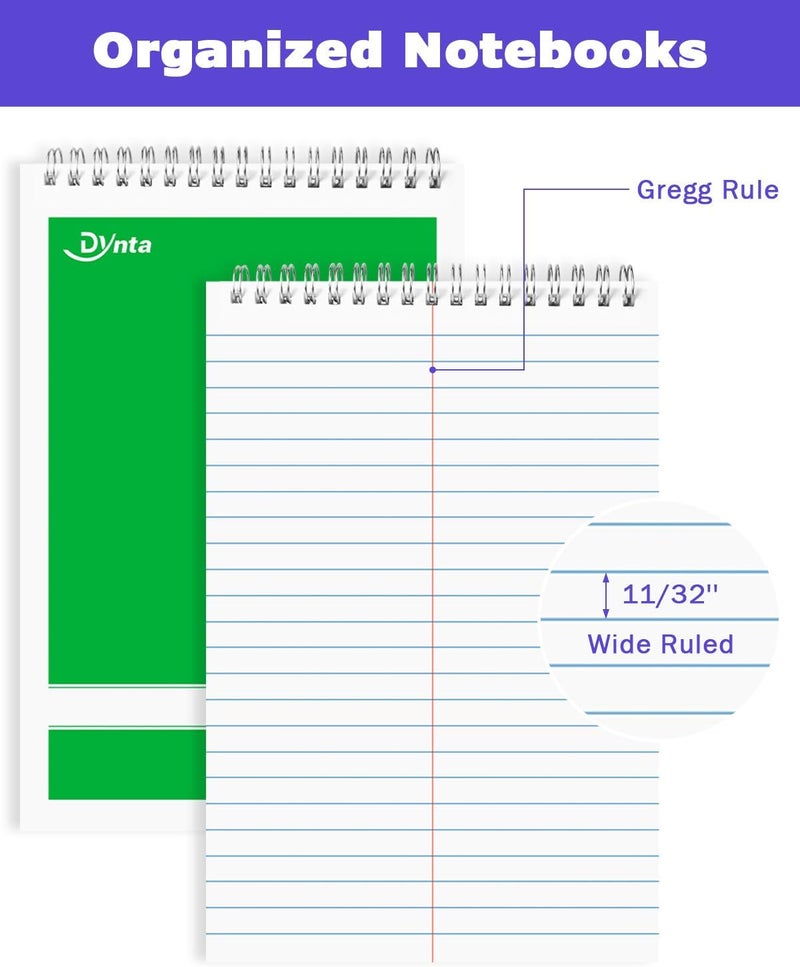 Dynta Steno Pads 6x9 Spiral Notebooks Bulk 18 Pack Note Pads 60 Sheets 6 Assorted Colors Gregg Rule Writing Paper, Steno Notebooks for Students Teachers Men Women Professionals - Image 4
